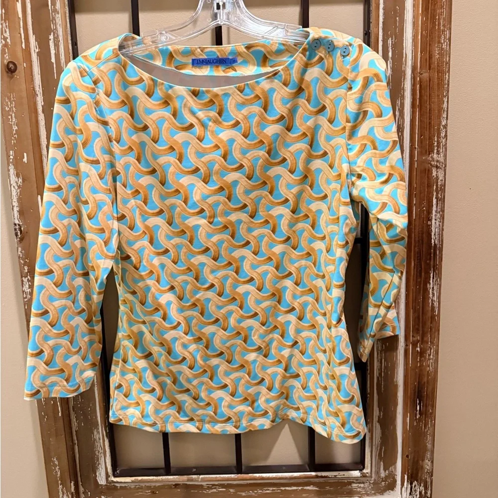J.McLaughlin NWOT beautiful pattern top.  Catalina cloth stretch material.M - Picture 2 of 10